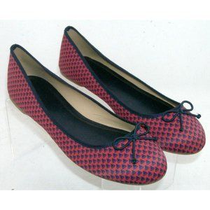 Talbots red fabric bow round toe slip on triangle print slip on ballet flats 11M